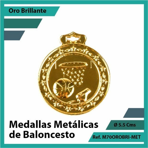 Medallas En Medellin De Baloncesto Oro Metalica M70oro