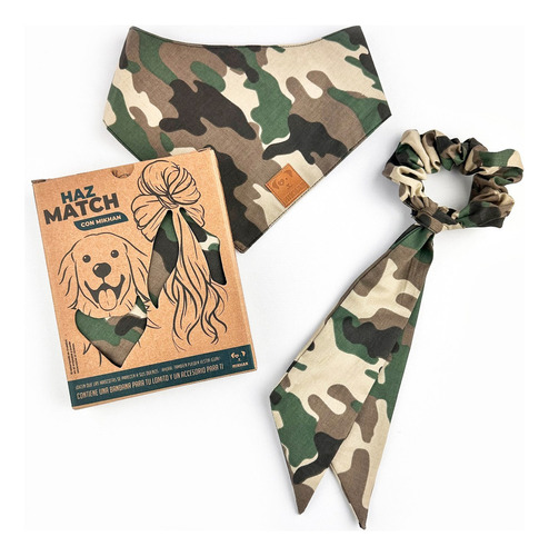 Mikhan Match Dúo Bandana Perro + Scrunchie Humano Texturas M