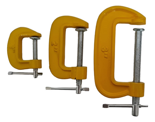 Kit 3 Grampos Sargento Tipo C 1 2 3 Polegadas Multiuso Aço