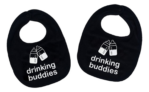 Drinking Buddies Twins Baberos Para Bebe, 100% Algodon Suave