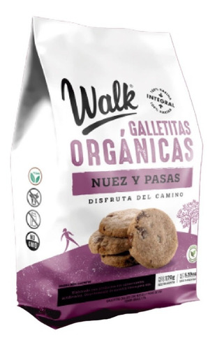 Galletitas Orgánicas Veganas Walk De Nuez Y Pasas X 170 G