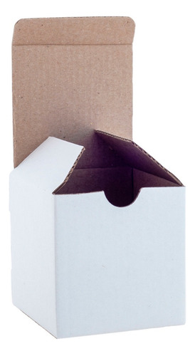 50 Cajas Chicas 6.5x6.5x6.5 Cartón Micro Corrugado Armable Color Blanco