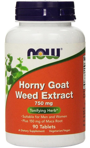 Horny Goat Weed 750 Mg 90 Tabletes Now Foods