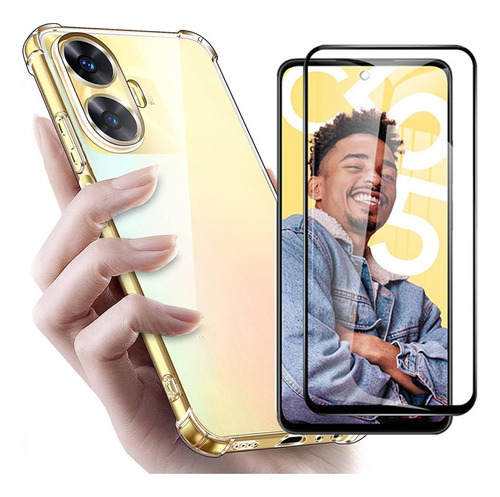 Capa Capinha Anti-impacto +pelicula Vidro 3d Para Realme C55