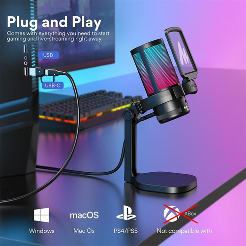 Microfone Condensador Gamer Maono Dgm20 rgb Pto C/suporte Usb Cor Preto
