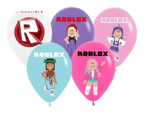 Pack 10 Globos Látex Roblox Niña Para Aire O Helio