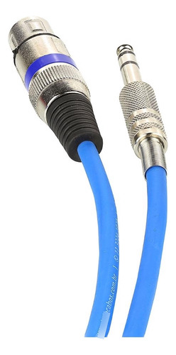 Cabo De Microfone Xlr Para P10 Estereo - Azul - 15 Metros