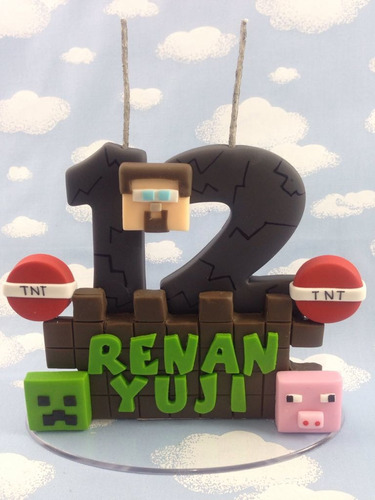 Minecraf Mikecraf Steve Cake Topper Vela Pasta Francesa