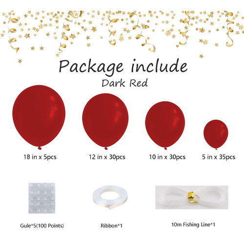 Ruby Red Globos 100pcs Bobo Rojo Oscuro Arco De Guirnaldas A
