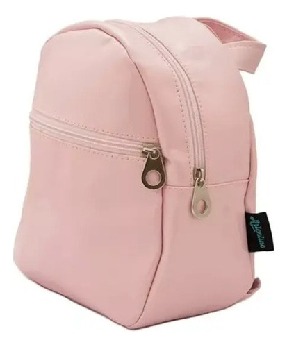 Cartera Mini Mochila Charol Rosa Regulable 2 Compart Entre 