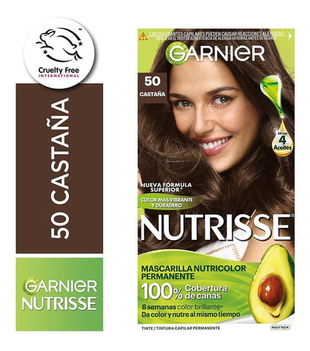 Kit De Coloración Permanente Garnier Nutrisse 4 Aceites Tono 50 Clasico