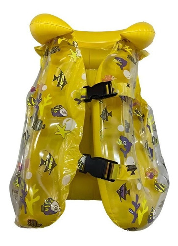 Chaleco Flotador Niños Salvavidas Talla L Amarillo Pececitos