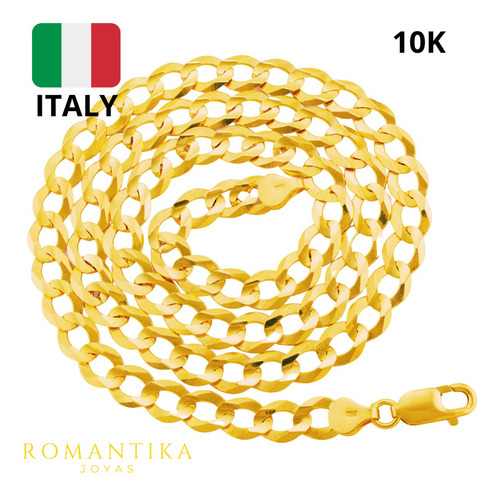 Cadena Barbada Cubana Cuban Oro 10k Kilates 65cm 8mm Italy Color Dorado