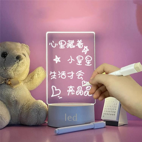Luz Nocturna Usb, Acrílico, Tablero De Notas, Lámpara De Noc