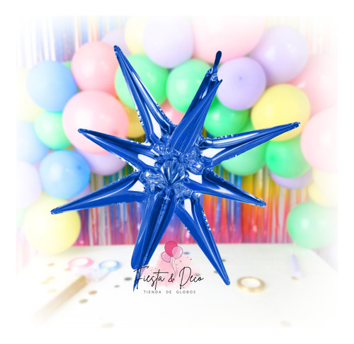 Pack X 5 Globos Metalizados Forma Estrella Puntas De 45cm Azul Globo Estrella Puntas 3d