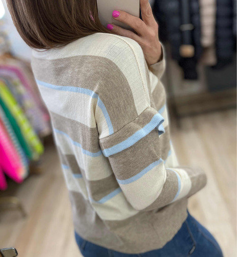 Sweater Rayado Con Volado The Big Shop