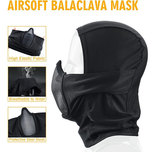 Guayma Airsoft Fast Helmet With Cover Half Mesh Mask Headgea