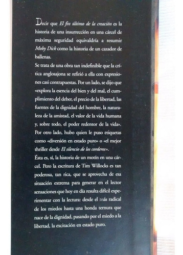Imagen 5 de 5 de El Fin Ultimo De La Creacion Tim Willocks Edic. B Tapa Dura