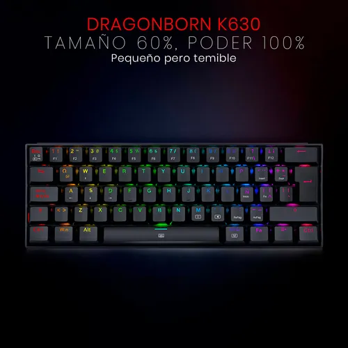 Teclado Gamer Mecanico Dragonborn K630 60% Red Rgb Español