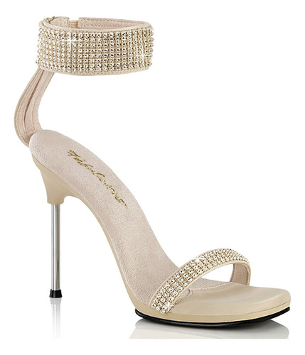 Zapatillas Tacon Aguja Brillantes Tobillera Chic-40 Pleaser