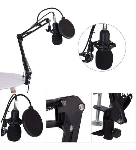 Imagen 4 de 10 de Microfono Condensador Profesional De Estudio Kit Tripode