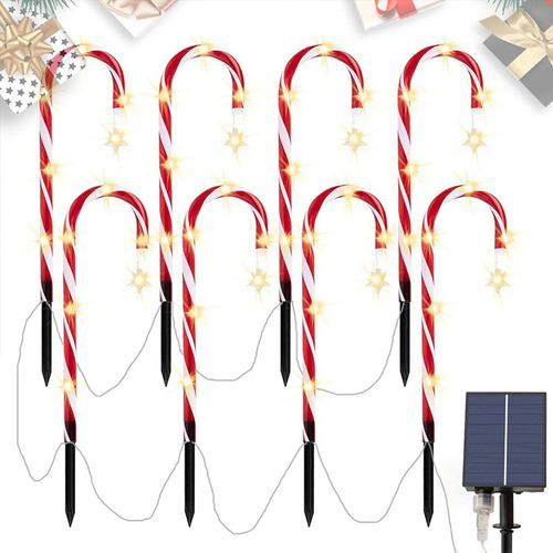 Luz Para Jardim Interno Bengala Natal Estrela 8pcs Enfeite Q