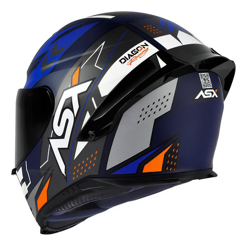 Capacete Asx Eagle Racing Diagon Azul Branco Fosco Tamanho do capacete 54-XS