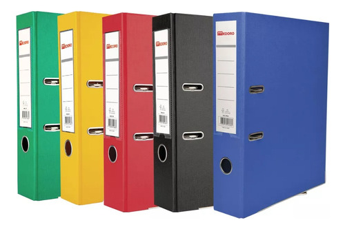 5 Bibliorato Pvc Forrado Oficio Medoro Reforzado De Colores