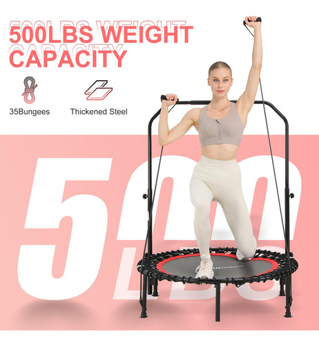 Trampolín Mini Plegable Para Adultos 40 Con Asidero Ajustabl