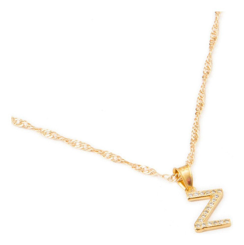 Dije Inicial / Letra Z Mini Con Zirconia Chapa De Oro 18k Color Dorado