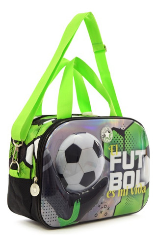 Bolso De Fútbol Metalizado Con Relieve Pelota Phi Phi Bags Color Verde