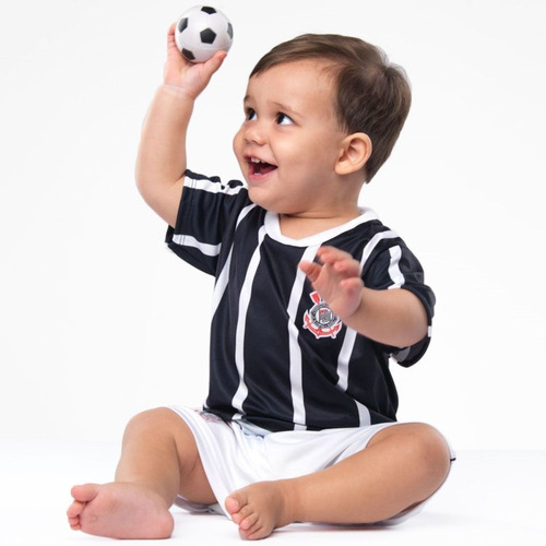 Camisa Corinthians+ Short Torcida Baby Micro Dry Oficial+ Nf