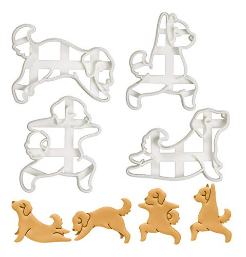 Cortadores De Galletas Yoga Dog (guerrero 1, 2, Arriba,