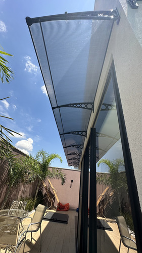 Toldo Policarbonato 3,60x0,50m P/ Portas E Janelas -completo