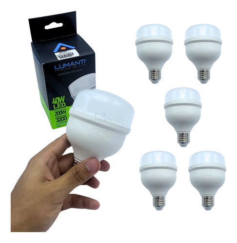 Kit 5 Lâmpada Led Alta Potência 40w Branco 6500k Lumanti Branco-frio