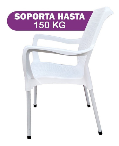 Silla Plastica Apilable Malbec Reforzada Patas Aluminio
