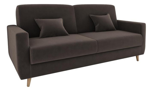 Sofá Cama Emília 2 Lugares 190cm Suede Marrom Matrix