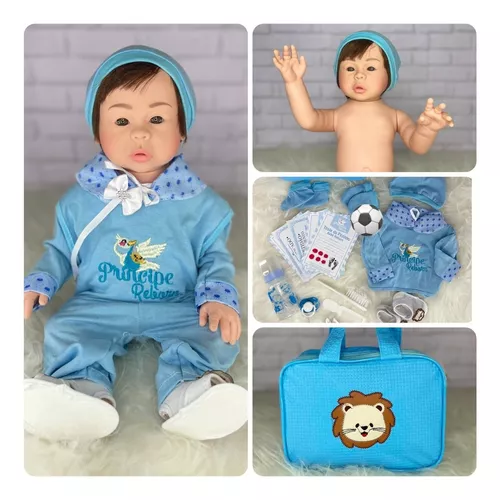 Bebê Tipo Reborn Menino Príncipe Com Acessórios 45cm + Bolsa