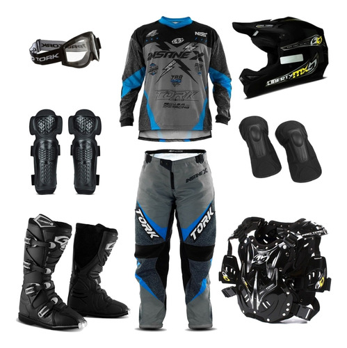 Kit Trilha Equipamento Off Road Motocross Insane X 8 Itens