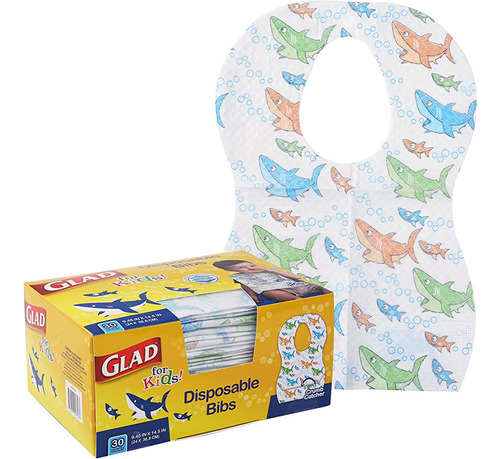 ~? Baberos De Papel Glad For Kids Sharks, 30 Count | Baberos