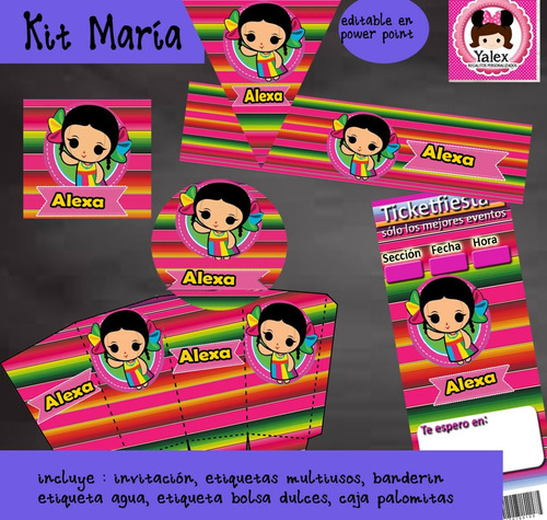 Kit Imprimible Fiesta Mexicana Maria Editable