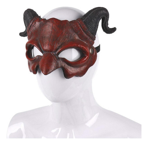 Disfraz De Máscara De Diablo De Cuerno Novedad Fiesta Rojo