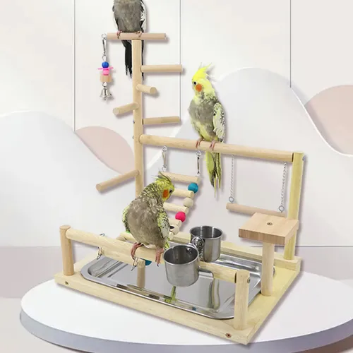 Escalera Perch Gym Playpen Con Comederos Para Agapornis