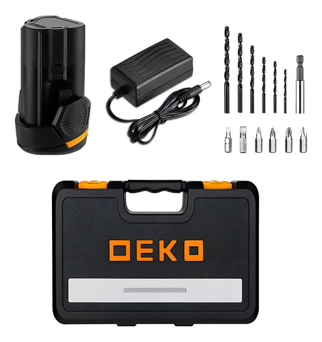 Parafusadeira Furadeira Deko Com 2 Baterias 12v 3/8'' 127/220V Cor Amarela Frequência 50 Hz x 60 Hz