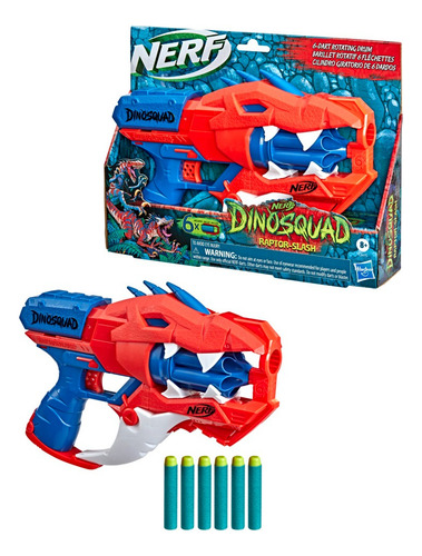 Lanzador Nerf Dinosquad Raptor Slash 6 Dardos Rojo