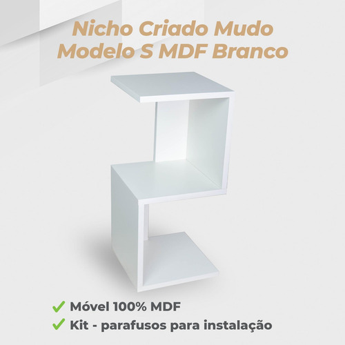 Mesa Decorativa De Cabeceira Modelo S Mdf Branco
