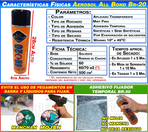 Adhesivo Temporal Spray Br20 Aplique Telas Bordados Moritzu