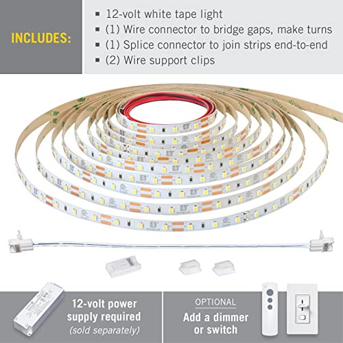 Cinta De Luz Led De 32.8 Pies, Blanco Suave (2700k) Rib...