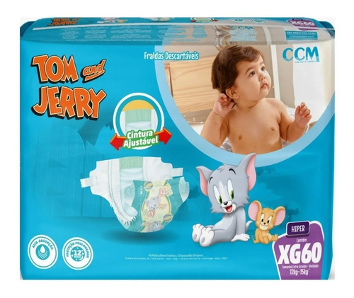 Tom e Jerry Hiper Pacotão fraldas descartáveis bebê XG