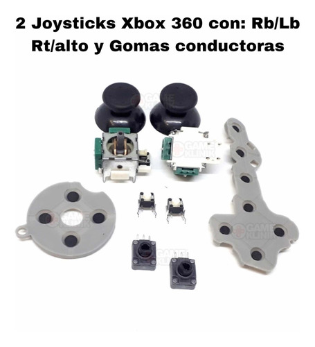 2 Joysticks + Tapa, Gomas Conductoras, 2 Lb Y 2 Rt Xbox 360